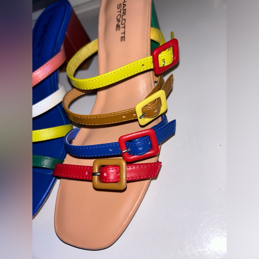Charlotte Stone Mireille Sandal, Multicolor Mismatched Strappy Sandals, size 9 - Picture 4 of 13